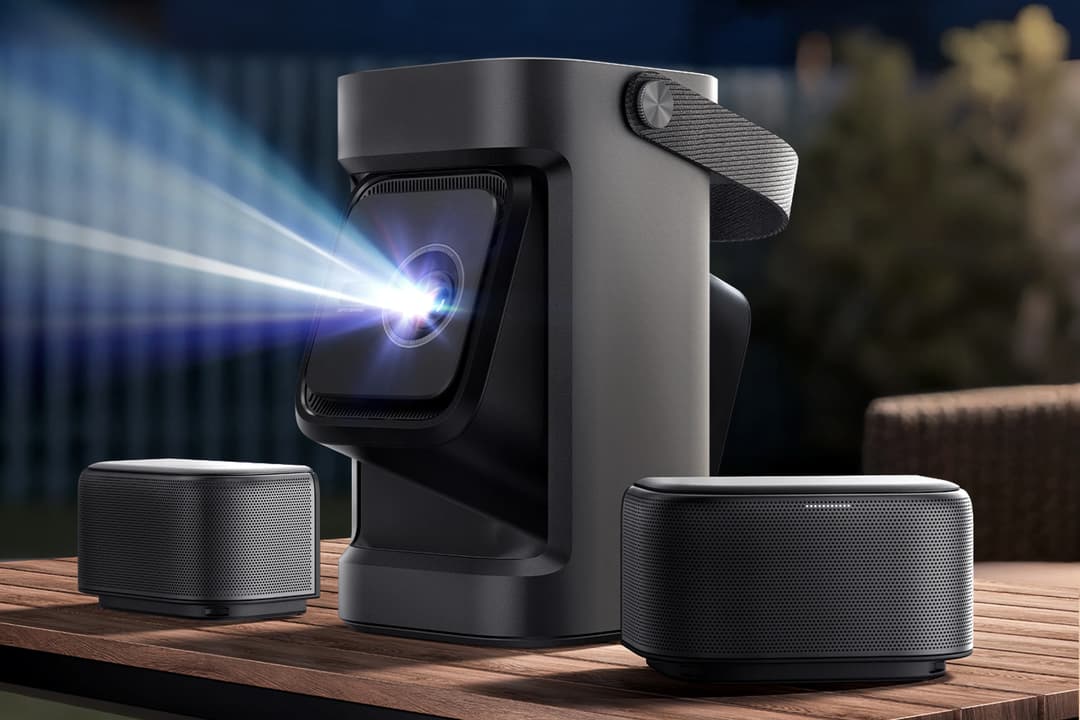 Anker’s portable Nebula P1 projector has a pair of detachable wireless speakers